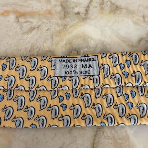 Hermes 100% Silk Duckies Print Tie - Picture 9 of 10